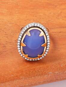 1pc Vintage Fashion Geometric Full Rhinestone Adjustable Ring Casual Exquisite Elegant Daily Commute Women's - Fashion Geometric Ring - View 3