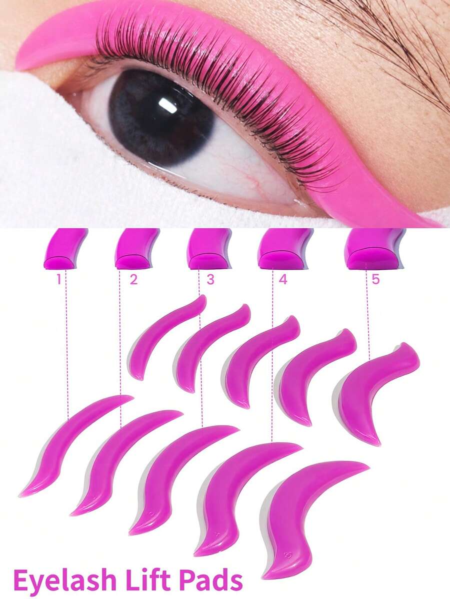 Lomansa 5 Pairs Eyelash Lift Pads, Eyelash Perming Shield Eyelash Perming Rod, For Eyelash Lifting And Perming, Reusable, Suitable For Home DIY, Only The Side In Contact With Skin Is Sticky - Multicolor - View 1