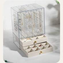 1pc Multi-Functional Transparent Desktop Large Capacity Drawer Jewelry Box, Bracelet And Bangle Storage Box, Multi-Layer Divided Watch Storage Box, Ring Box, Earring Storage Box, Necklace Rack, Stud Earring Storage Box, Jewelry Storage Box, Stackable Drawer Jewelry Storage Box, Multi-Purpose Drawer Jewelry Box, Jewelry Storage And Organizer Box - Multicolor - View 10