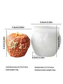 樹脂矽膠模具 蘋果造型蠟燭矽膠模 聖誕鈴與雪花紋理元素設計 多用途翻模模具 適用於香氛蠟燭、手工皂、環氧樹脂、石膏，易脫模 DIY 手作模具 - 聖誕浮雕蘋果模具 - 查看 8