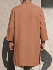 GOLDREDY Men's Casual Fashion Cardigan, Solid Color Fabric, Comfortable, Premium, Minimalist, Unique, Versatile Style, Middle Eastern Traditional - Coral Orange - View 4