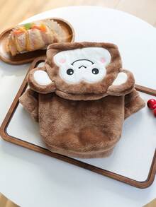 PETCIRCLE 1PC Pet Clothes Small Dog Puppy Cat Cute Soft Warm Windproof Plush Short Transformation Outfit - Obedient Monkey - Brown - View 3