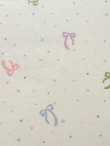 3-Piece Colorful Bow & Small Heart Print Fitted Sheet Set, Soft Skin-Friendly Bedding Set With Pillowcases - Multicolor - View 5