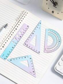 Juego de 4 reglas metálicas con degradado estilo macaron, regla de 15 cm, kit de herramientas de medición de varias piezas, ampliamente utilizado para tareas de matemáticas, dibujo técnico y diseño de scrapbooking - Gobernante - Ver 9