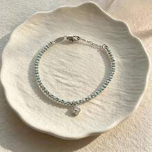 1 pièce Bracelet en acier inoxydable avec patchwork de cœur 3D, bracelet de style luxe Ins avec pompon et cœur pointu - Bracelet en trèfle à quatre feuilles - Voir 14