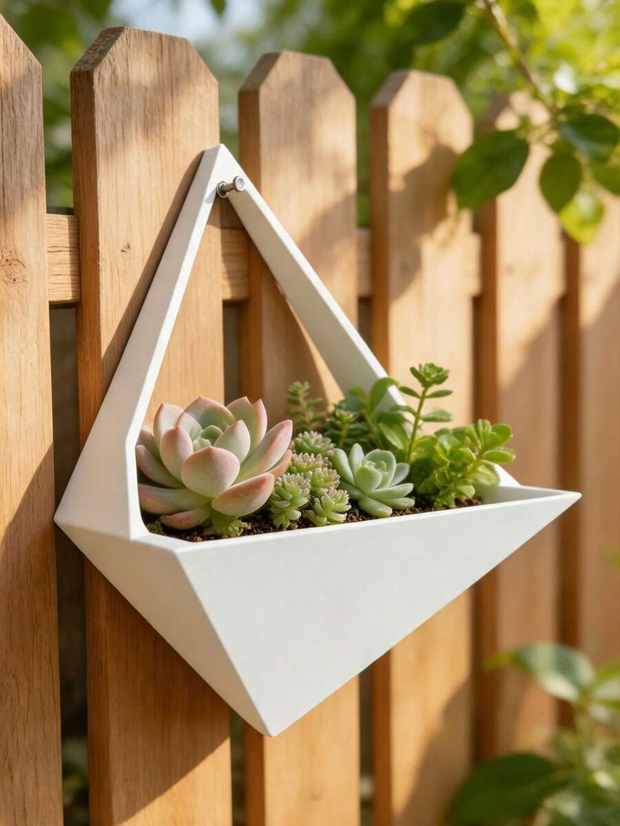 1/2pcs 3D Printed Nordic Style Triangle Wall Hanging Succulent Planter, Creative Rhombus Geometric Hanging Pot For Home, Balcony, Yard, Fence And Wall Greenery Decor - Multicolor - View 1