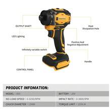 SuperPan 20V Brushless Screwdriver + Tool Kit Set 135N.M Heat Dissipation Design Multi-Function Screwdriver Woodworking / Auto Repair / Home Renovation Screw Removal Tool Compatible With Battery Pins Does Not Include Battery And Power Adapter (Bare Tool Model) - Yellow - View 4