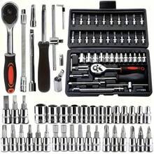 115/46pcs Socket Set With Ratchet Wrench - Interchangeable Mechanical Operation, Durable Torque Wrench Set For Car, Bicycle, Motorcycle Repair And Home Maintenance, With Carrying Case - Multicolor - View 9