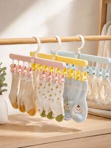 1 pieza Tendedero plegable de viaje, Tendedero para calcetines con gancho giratorio de 360°, Material de plástico, Para ropa, toallas y calcetines, Accesorio esencial de viaje - Multicolor - Ver 2