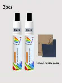 2pcs/Set Car Paint Touch-Up Pen Scratch Repair Kit, Anti-Rust Paint, Universal Pearl White Black Red Blue Grey, With Wet Sandpaper, Repair Paint - Car Touch-up Paint Pen - View 12