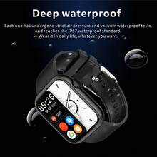Reloj inteligente unisex con llamada inalámbrica, detección de temperatura corporal, ajuste de brillo, entrenamiento de respiración, asistente de voz, levantamiento para despertar y otras funciones - Negro - Ver 3