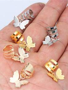 20 Pcs Butterfly Dreadlock Cuffs Tassels Alloy Dreadlocks Adjustable Hair Rings Cuffs Women's Hair Jewelry, Suitable For Daily Wear - Butterfly - View 2