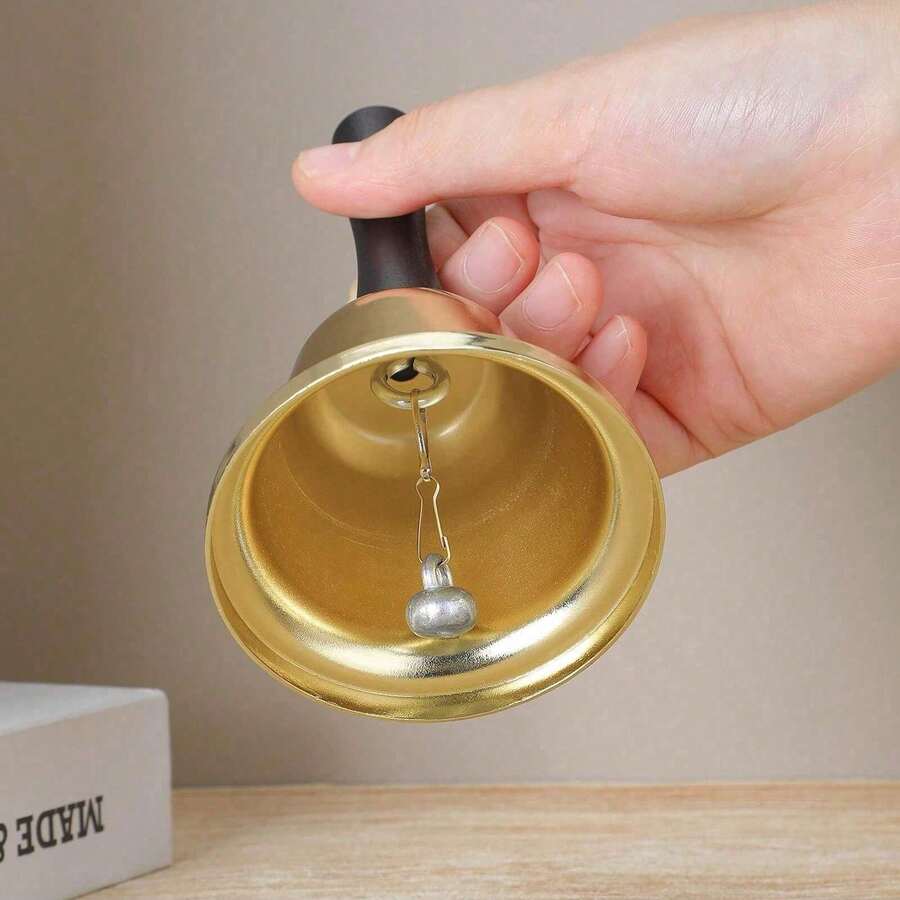 1個金色/銀色手搖鈴 經典餐鈴 耐用手鈴 大聲呼叫鈴 服務鈴 用於婚禮、學校教室服務與遊戲派對、聖誕節 - 多色 - 查看 1