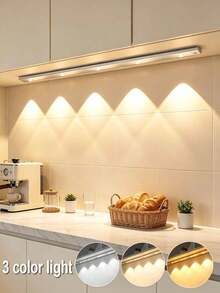 1pc Rechargeable Battery Powered LED Night Light With Motion Sensor, 3 Modes, Wireless Stick-On Cabinet Lamp, Suitable For Kitchen, Closet, Hallway, Car, Living Room, Wall Decor - Multicolor - View 2