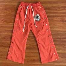 ST VANITY Thorn Breasted Nail Sports Style Casual Trousers - Orange - View 3