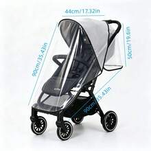 Universal Stroller Rain Cover - Waterproof & Windproof Travel Weather Shield, Thick & Durable, Dust & Snow Proof, Breathable Mesh For Clear View - Black Edge-transparent Frosted Rain Cover - View 3