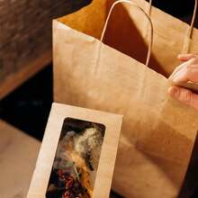 1/10/20/30 Pcs Natural Kraft Paper Bags, Durable, Suitable For Baking, Milk Tea, Coffee, Gifts, Party Favors, Etc. - Multicolor - View 3