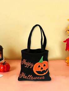 1PC Halloween Non-Woven Fabric Tote Bag, Ghost Festival Costume Prop Handbag, Candy Spider Bat Cat Pumpkin Trick Or Treat Bag, Storage Handbag - Multicolor - View 5