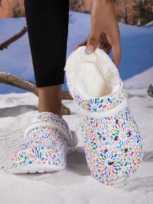 Winter Fuzzy Lined Clogs Anti Slip Warm Plush Indoor Outdoor Hole Slippers - Multicolor - View 2