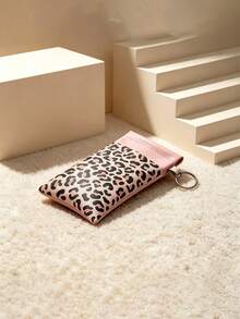 1pc Auto Squeeze Close Glasses Pouch Leopard Print PU Leather Portable Fashion Glasses Case With Keyring 3 Colors Eyewear Storage Bag For Women Daily Use ﻿ - Multicolor - View 12