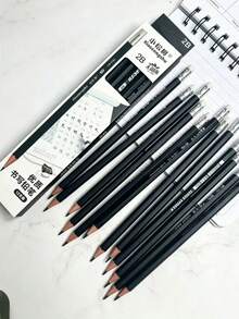 12 Black Pencils With Erasers And 1 Pencil Sharpener, Designed For Students' Learning, Exams, Drawing And Sketching, Student Stationery Pencil Set, Back To School Supplies - Multicolor - View 8