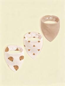 Infant Bib Plain Weave Fine Cotton Gauze Teething Drool Cloth Triangular Bib, Pure Cotton Soft Breathable Absorbent Comfortable, Triangle Drool Bib, Snap Button Adjustable, Baby Bib Stain-Resistant Easy To Clean Suitable For Baby Boys And Girls - Multicolor - View 17