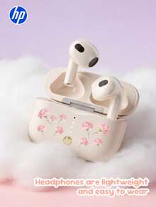 HP - Earphone Nirkabel Semi-In-Ear Bluetooth 6.0 dengan Pengisian Daya Type-C, Peredam Kebisingan untuk Panggilan, Desain Ringkas & Nyaman, Cocok untuk Olahraga & Kebugaran, Kompatibel dengan Smartphone/Tablet/Laptop, Motif Bunga untuk Musim Panas - View 2