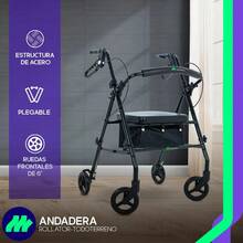Andadera Ortopedica Rollator Asiento Silla Adulto Todo Terre - Negro - Ver 6