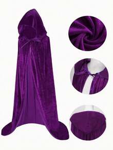 Halloween Cloak, Black Cape, Vampire Costume, Wizard, Demon, Grim Reaper, Hooded Cloak - Multicolor - View 2