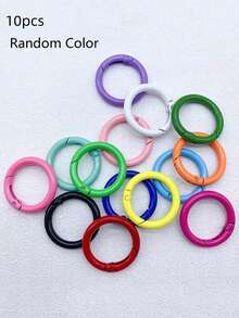 10/20/50pcs 33mm Colorful Metal O-Ring Spring Clasp Openable Round Carabiner Key Ring Hook Dog Chain DIY Jewelry Connector Macaron Color - Multicolor - View 12