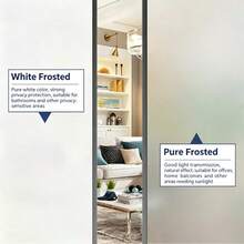 Frosted Glass Film, Privacy Sun Protection UV Protection, Non-Adhesive Static Cling Glass Film Suitable For Home Office, Removable, White Frosted Suitable For Privacy Scenes, Such As Home Bathroom Office Door, 24-Hour Dual-Way Privacy Protection - 1PC - View 3