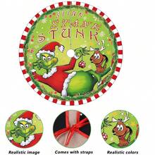 The Grinch 聖誕樹裙－柔軟趣味農舍風聖誕樹領飾，紅綠鑲邊裝飾，聖誕節假期裝飾 - 查看 8