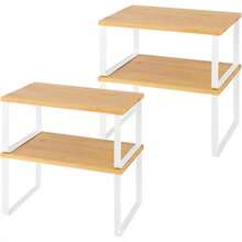 2pcs Stackable Kitchen Spice Rack, Wooden Multi-Functional Desktop Storage Rack, Expandable Countertop Organizer, Bathroom Countertop Storage Rack - White - View 3