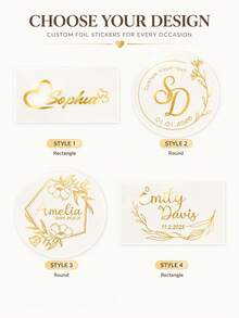 Custom Transparent Name Stickers, Elegant Personalized Gold Labels, Suitable For Gift Boxes, Cups And Party Favors, Customizable Text And Design Decals, Suitable For Wedding Decor, Birthday, Anniversary, Bridal Shower And Christmas Gifts, Small Business Packaging - Style a - View 2