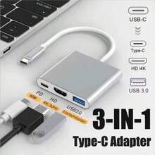 3-In-1 USB-C To USB 3.1 Hub, Type-C Charging Adapter Converter Compatible With Samsung S23 Ultra/15/16/17, Laptops, - 彩色 - 查看 2