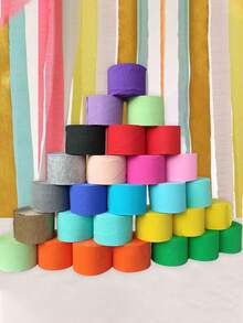 Macaron Color Crepe Paper Tassel Roll, Thickened Soft Pleated Decorative Strip, Suitable For Birthday Backdrop, Baby Shower Decoration, DIY Crafts, Wedding And Holiday Hanging Decor, Stretchable And Twistable Into Various Decorative Shapes - Multicolor - View 4