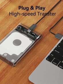EAGET Carcasa de disco duro portátil, Carcasa de disco duro externo SSD SATA a USB 3.0, Carcasa de disco duro externo SSD/HDD de 2.5 pulgadas, Caja de disco duro portátil de alta velocidad de 5Gbps USB 3.0 a Tipo-C transparente, compatible con sistema Windows de PC/portátil - transparente - Ver 5