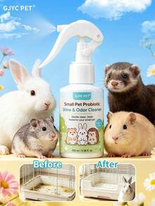 GJYC PET 益生菌酵素籠子清潔劑，適用於小型寵物，可去除倉鼠、兔子和鳥類棲息地的尿味、污漬與礦物質沉積，溫和配方，無香料，3.38 Fl Oz - 彩色 - 查看 1