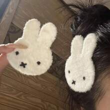 1pc Beautiful And Fluffy Miffy Rabbit Hair Clip, Soft Plush White Rabbit Face Decorative Hair Clip, Sweet Cartoon Style Side Hair Clip, Fashionable Hair Accessory For Women's Daily Makeup Photos, Perfect Birthday Gift, Small Surprise - Multicolor - View 5