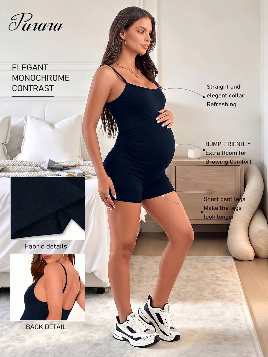 Jumpsuit Hamil Parara, Pakaian Dalam Kasual Nyaman untuk Empat Musim, Gaya Olahraga & Santai Musim Panas - Navy Blue - View 1