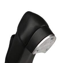 Women's Classic Black Tap Dance Shoes, Slip-On Metal Sole Low Chunky Heel Professional Practice And Performance Tap Shoes - Black - View 7