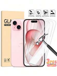 3pcs High Definition Full Coverage Tempered Glass Screen Protector, Compatible With IPhone 17/16/16e/16Pro/15/15Pro/14/Promax/11/X/Xs/7/8Plus Series, 9H Hardness, Anti-Scratch Protection, Screen Protector, Mobile Phone Screen Protector - 3PCS - View 22