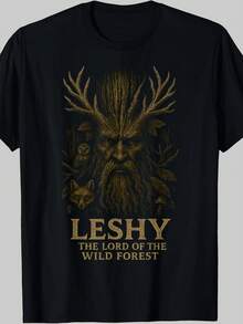 Wild Forest Magic Leshy Slawische Mythologie Heidnische Natur-Bestie T-Shirt WTSL - Schwarz - Übersicht 1
