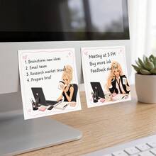 1/4pcs Fashion Blonde Office Girl Sticky Notes,Cute Business Lady Cartoon Decorative Note Paper Set, Perfect For Daily Message Taking, Planner, Junk Journal, Office Desk & School DIY Handcraft Supplies - one-size - View 4