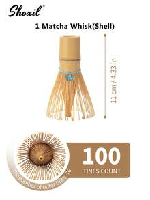 shoxil 1pc Natural Bamboo Matcha Whisk, 100-Prong Handmade Tea Brush With Decorative Pendant, Traditional Matcha Frothing Tool, Creates Delicate Foam, Suitable For Home Tea Table And Matcha Ceremony Practitioners - Whisk - View 9