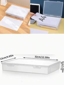 Transparent A4 Plastic Storage Box With Lid - Dustproof Desktop Organizer, Suitable For Office Supplies, School Supplies, Back-To-School Essential - Multicolor - View 14