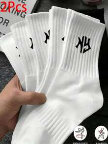 40/30/24 Pares de Meias Esportivas Confortáveis Unissex, Meias Longas Masculinas, Adequadas para Esportes e Treinamento, Meias Longas Femininas, Uso Casual e Empresarial, Antibacterianas, Macias, Cor Preta e Branca, Resistentes a Odores, Absorventes de Umidade, Leves e Confortáveis, Adequadas para Outono/Inverno, 20/10/8/6/4/2 Pares, Outono - Multicolorido - Visão 26