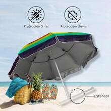 2026-NEW:para Playa portátil, sombrilla para Mesa de Jardin, terrazas, Patio, Aire Libre, Camping, Exteriores con Filtro Rayos (Iris, 2.15 Metros) - 1 - Ver 4