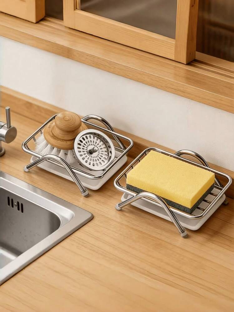Household Soap Dish With Drainage Tray - Bathroom Countertop And Kitchen Cleaning Supplies Storage Rack - Modern Rectangular Style - Suitable For Shower, Toilet And Home Bathroom - 1 - View 7