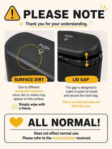 Leakproof Mini Car Trash Can With Lid, With Garbage Bag, Convenient And Hygienic Car Accessory, Car Door Hanging Storage Organizer - Black - View 11